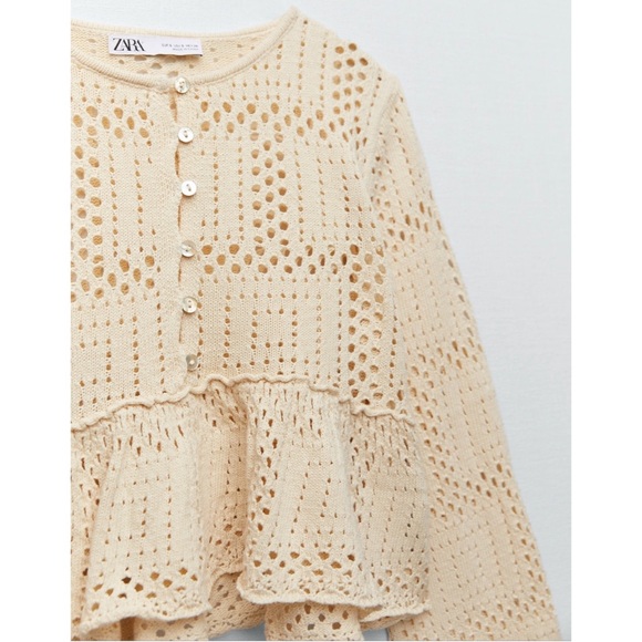 Zara Tops Zara Crocheted Knit Top Large Ecru Poshmark